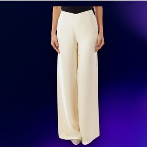 Lauren Ralph Lauren Mont Blanc Cream Silk Wide-Leg Pant Trouser - Size 4